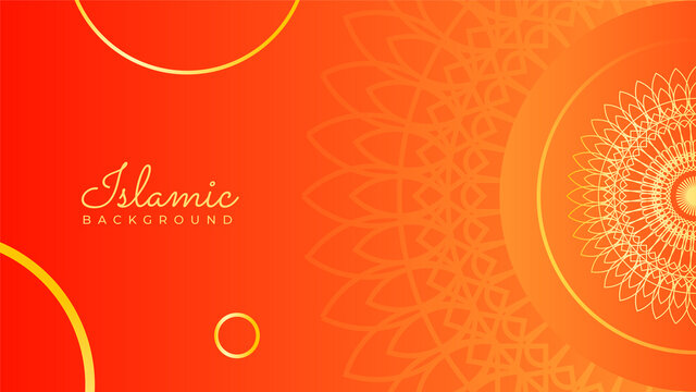 Islamic Background design for Ramadan Kareem. Ornamental arabic red orange pattern Islamic design background
