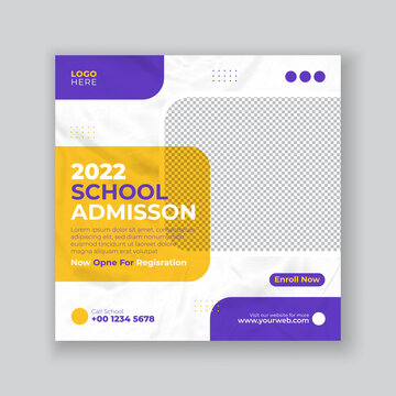 School admission education square social media post template