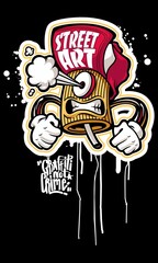 illustration vector graphic of cartoon character monster head spray 