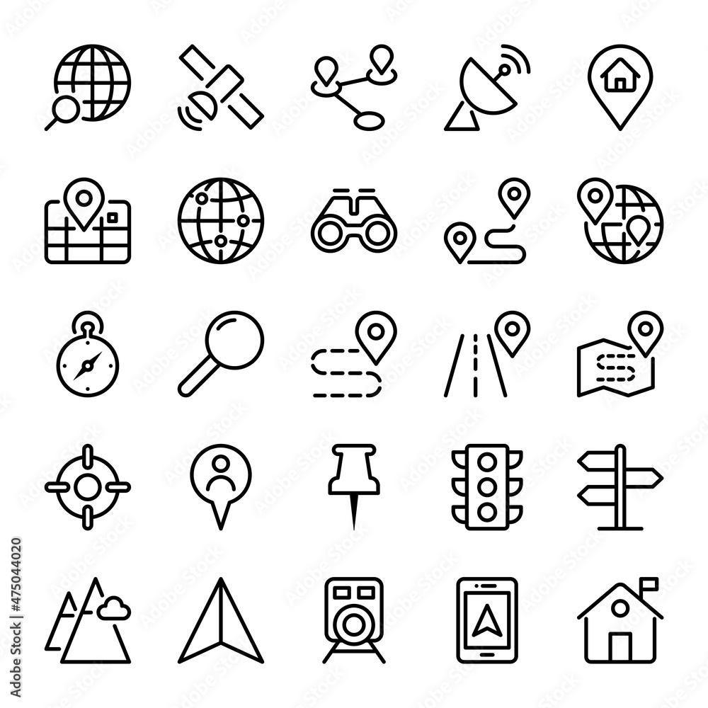 Poster outline icons for map and location.