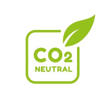 CO2. Carbon Neutral (zero emission) icon logo for climate change and green energy campaign. Eco green friendly sticker label for better environment concept.