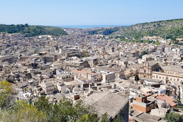 Fototapeta na wymiar Aerial view of Baroque town Scicli, Sicily, Italy.