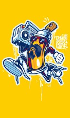 illustration vector graphic of cartoon character spray graffiti