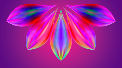 Abstract flower shape on pink gradient background.
