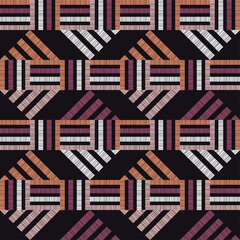 Navajo mosaic rug with traditional folk geometric pattern. Native American Indian blanket. Aztec elements. Mayan ornament. Seamless background. Vector illustration for web design or print. - 475046824