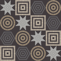 Navajo mosaic rug with traditional folk geometric pattern. Native American Indian blanket. Aztec elements. Mayan ornament. Seamless background. Vector illustration for web design or print. - 475046827