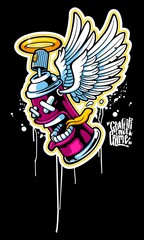 illustration vector graphic of cartoon character, Graffiti bomber, spray character © yogas