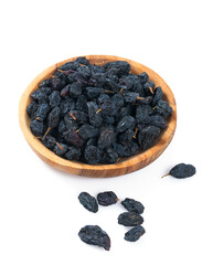 blue raisins isolated on white background