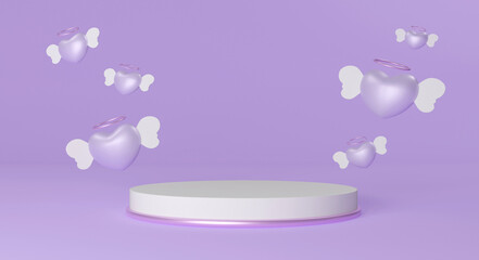 3d rendering podium pedestal on purple background for advertising product design with place for text