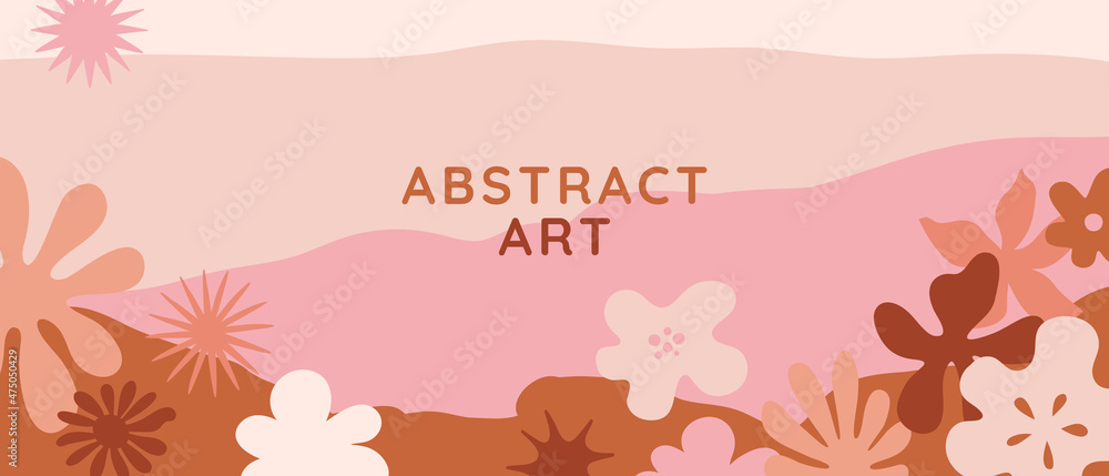 Poster vector design templates in simple modern style with copy space for text, flowers and leaves - weddin