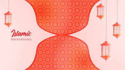 Ornamental arabic white red pattern Islamic design background. Ramadan Kareem banner background