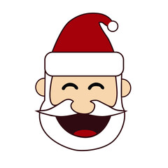 Obraz na płótnie Canvas Happy Cartoon Santa Claus Head. Merry Christmas - vector