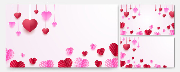 Valentine's day love banner background. Valentine's Red Pink Papercut style design background. Design for special days, women's day, birthday, mother's day, father's day, Christmas.