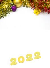 Happy new year 2022 mockup. Greeting card copy space gold decoration background