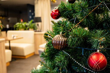  Festive decoration with vivid colored lights and sparkling bell, happy new year..See Less.