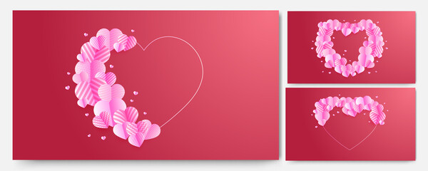 Valentine's day love banner background. Lovely gradient Red Pink Papercut style design background. Design for special days, women's day, birthday, mother's day, father's day, Christmas.