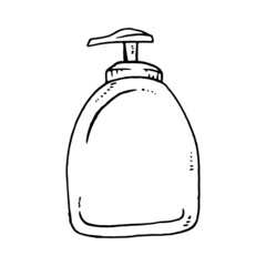 Liquid soap bottle. Vector illustration dishwashing liquid. Pump bottle. Soap dispenser mockup, cosmetic lotion bottle blank. Plastic body gel container or cream shampoo packaging product.