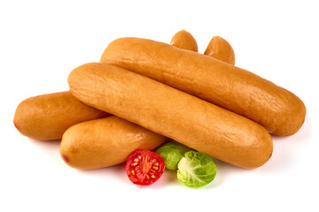 Frankfurter sausages, isolated on white background.