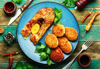 Delicious fish cutlet
