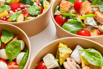 Piece of pineapple, pomegranate, cucumber and lettuce