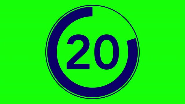 25秒のシンプルなカウントダウンタイマー（クロマキー背景に青文字）