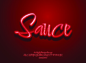 3d red sauce handwriting text effect