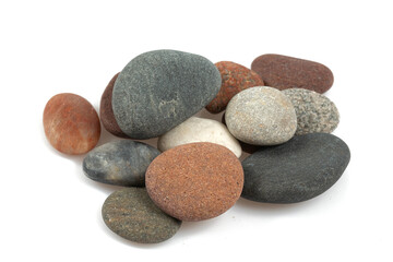 Fototapeta na wymiar sea pebbles isolated on white backrgound