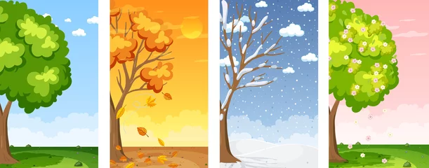 Photo sur Aluminium Vert-citron Set of four seasons backgrounds