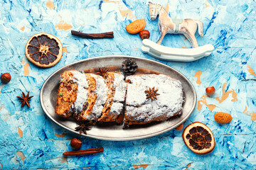 Christmas stollen and tree decorations