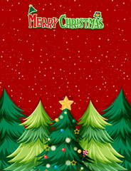 Merry Christmas poster template with Christmas trees
