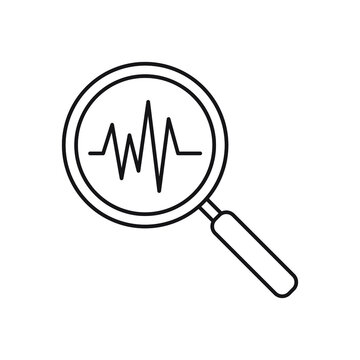 recommend clip art: Heartbeat in magnifying glass icon. Cardiology symbol. Medical pressure sign. Vector line icon.
