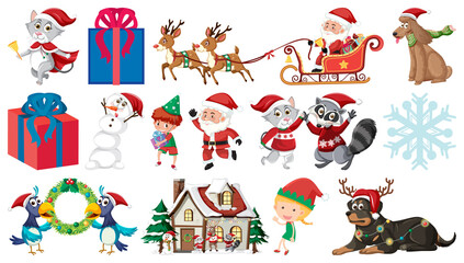 Set of isolated objects of christmas theme