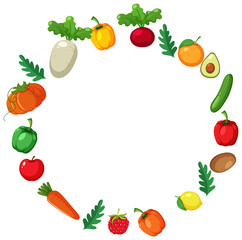 Various fruits and vegetables border