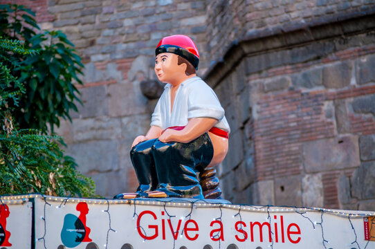 Christmas caganer statue, figurine of pesebre, man pooping