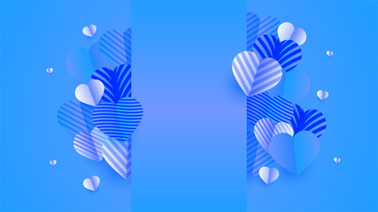 Fototapeta na wymiar Gradient Glow Love Blue Papercut style design background