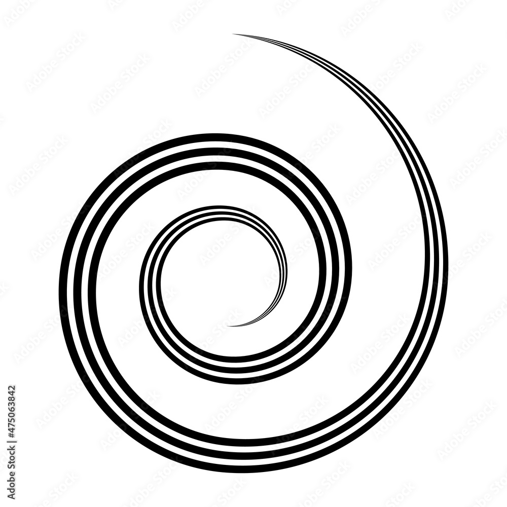 Poster triple spiral, swirl, rotating round and concentric shape curl stock illustration