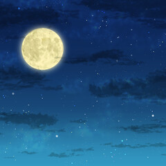 星が瞬く満月の夜（正方形）