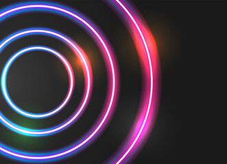Flat vector. Neon glow cyberpunk background. Dynamic shapes composition. Eps10 vector.