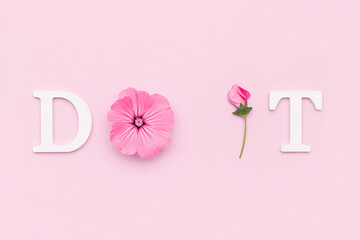 Do it. Motivational quote from white letters and beauty natural flowers on pink background. Creative concept inspirational quote of the day