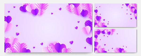 Valentine's Purple Papercut style design background