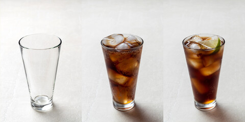 cocktail of rum and cola with ice