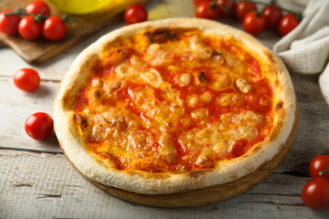 Traditional homemade pizza with cheese