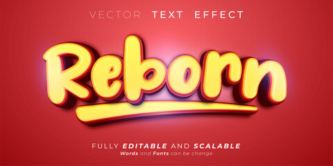 Editable text effect - Reborn text 3d style concept