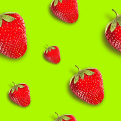Ripe, juicy strawberries on a bright background. Seamless background.