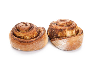 Classic cinnamon rolls on white background