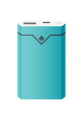Power bank mockup without USB cable. Colorful portable charger device. External battery for charging with modern design. Powerbank isolated on white background