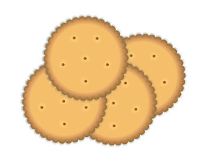 Dry round cracker cookies isolated on a white background
