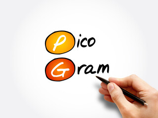 PG - picogram acronym, concept background