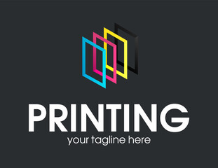 Digital print logo design template. Typography modern sign. Polygraphy and print factory. Express press and photocopy studio.