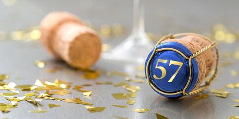 Champagne cap with the Number 57
